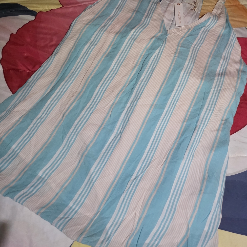 Olivaceous Blue and White Striped Tunic